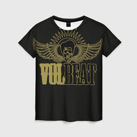 Женская футболка 3D с принтом Volbeat  в Курске, 100% полиэфир ( синтетическое хлопкоподобное полотно) | прямой крой, круглый вырез горловины, длина до линии бедер | Тематика изображения на принте: groove metal | hardcore | psychobilly | volbeat | волбит
