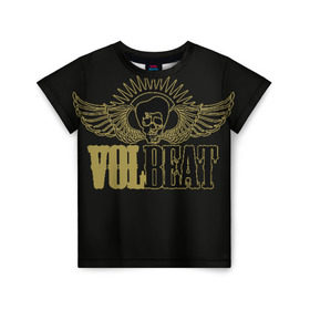 Детская футболка 3D с принтом Volbeat в Курске, 100% гипоаллергенный полиэфир | прямой крой, круглый вырез горловины, длина до линии бедер, чуть спущенное плечо, ткань немного тянется | groove metal | hardcore | psychobilly | volbeat | волбит