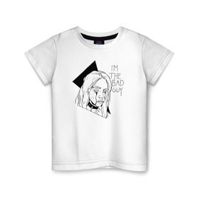 Детская футболка хлопок с принтом Billie Eilish в Курске, 100% хлопок | круглый вырез горловины, полуприлегающий силуэт, длина до линии бедер | billie | eilish