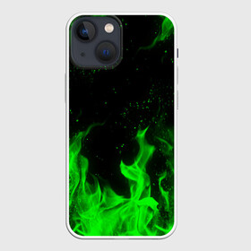 Чехол для iPhone 13 mini с принтом ЗЕЛЁНЫЙ ОГОНЬ | GREEN FIRE в Курске,  |  | bright | fire | flame | heat | light | wildfire | искры | огненный | огонь | пламя | пожар