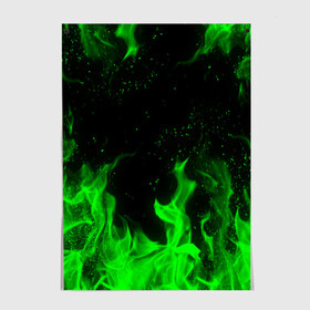 Постер с принтом ЗЕЛЁНЫЙ ОГОНЬ | GREEN FIRE в Курске, 100% бумага
 | бумага, плотность 150 мг. Матовая, но за счет высокого коэффициента гладкости имеет небольшой блеск и дает на свету блики, но в отличии от глянцевой бумаги не покрыта лаком | bright | fire | flame | heat | light | wildfire | искры | огненный | огонь | пламя | пожар