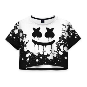 Женская футболка Cropp-top с принтом MARSHMELLO MELT в Курске, 100% полиэстер | круглая горловина, длина футболки до линии талии, рукава с отворотами | america | dj | marshmello | usa | америка | маршмелло