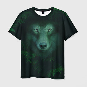 Мужская футболка 3D с принтом Сибирь. Лесной волк в Курске, 100% полиэфир | прямой крой, круглый вырез горловины, длина до линии бедер | safesibiria | siberia | алтай | волк | дикий | елки | ель | лес | охота | сибирь | сибирь горит | сибирьгорит | спаситесибирь | тайга | шерегеш | экология