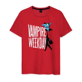 Мужская футболка хлопок с принтом Всю неделю я Вампир в Курске, 100% хлопок | прямой крой, круглый вырез горловины, длина до линии бедер, слегка спущенное плечо. | halloween | vampire | вампир | вампиры | надписи | надпись | хеллоуин | хэллоуин