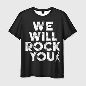 Мужская футболка 3D с принтом We Will Rock You в Курске, 100% полиэфир | прямой крой, круглый вырез горловины, длина до линии бедер | bohemian | brian | freddie | john | mercury | must go on | queen | rhapsody | roger | taylor | the miracle | the show | богемская | рапсодия | роджер тейлор | фредди меркьюри