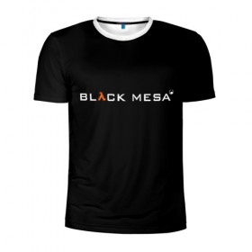 Мужская футболка 3D спортивная с принтом BLACK MESA в Курске, 100% полиэстер с улучшенными характеристиками | приталенный силуэт, круглая горловина, широкие плечи, сужается к линии бедра | Тематика изображения на принте: black mesa | city 17 | combine guard | gordon freeman | half life | source | valve | гордон фримен | халф лайф