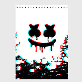 Скетчбук с принтом MARSHMELLO GLITCH в Курске, 100% бумага
 | 48 листов, плотность листов — 100 г/м2, плотность картонной обложки — 250 г/м2. Листы скреплены сверху удобной пружинной спиралью | america | dj | glitch | marshmello | usa | америка | глитч | маршмелло