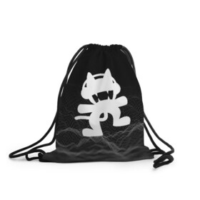 Рюкзак-мешок 3D с принтом MONSTERCAT в Курске, 100% полиэстер | плотность ткани — 200 г/м2, размер — 35 х 45 см; лямки — толстые шнурки, застежка на шнуровке, без карманов и подкладки | cat | monster | monster cat | monstercat | кот | монстеркет