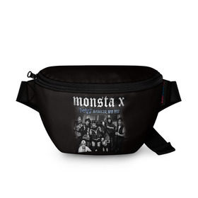 Поясная сумка 3D с принтом Monsta X в Курске, 100% полиэстер | плотная ткань, ремень с регулируемой длиной, внутри несколько карманов для мелочей, основное отделение и карман с обратной стороны сумки застегиваются на молнию | dramarama | edm | hyungwon | idol | im | j pop | jooheon | k pop | kihyun | kpop | minhyuk | mv | shownu | the code | wonho | вонхо | монста х | хип хоп