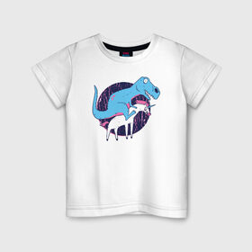Детская футболка хлопок с принтом Рекс и Единорог в Курске, 100% хлопок | круглый вырез горловины, полуприлегающий силуэт, длина до линии бедер | rex | t rex | trex | unicorn | дино | динозавр | единорог | рекс | т рекс | ти рекс