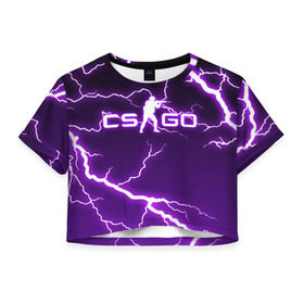 Женская футболка Cropp-top с принтом CS GO LIGHTNING STYLE в Курске, 100% полиэстер | круглая горловина, длина футболки до линии талии, рукава с отворотами | astralis | awp | counter strike | cs go | cs go global offensive | faze clan | hyper beast | team liquid | thunder | астралис | молнии | тим ликвид | фейз клан | хайпер бист | шторм