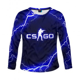 Женский лонгслив 3D с принтом CS GO LIGHTNING STYLE в Курске, 100% полиэстер | длинные рукава, круглый вырез горловины, полуприлегающий силуэт | astralis | awp | counter strike | cs go | cs go global offensive | faze clan | hyper beast | team liquid | thunder | астралис | молнии | тим ликвид | фейз клан | хайпер бист | шторм