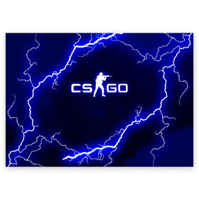 Поздравительная открытка с принтом CS GO LIGHTNING STYLE в Курске, 100% бумага | плотность бумаги 280 г/м2, матовая, на обратной стороне линовка и место для марки
 | Тематика изображения на принте: astralis | awp | counter strike | cs go | cs go global offensive | faze clan | hyper beast | team liquid | thunder | астралис | молнии | тим ликвид | фейз клан | хайпер бист | шторм