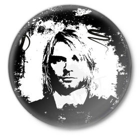 Значок с принтом Kurt Cobain в Курске,  металл | круглая форма, металлическая застежка в виде булавки | Тематика изображения на принте: bleach | blew | cobain | dave | geffen | hormoaning | in utero | incesticide | krist | kurt | nevermind | nirvana | novoselic | rock | vevo | геффен | курт кобейн | нирвана | рок