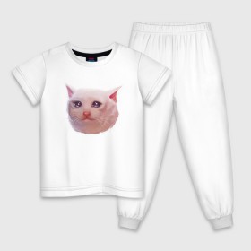 Детская пижама хлопок с принтом Плачущий кот в Курске, 100% хлопок |  брюки и футболка прямого кроя, без карманов, на брюках мягкая резинка на поясе и по низу штанин
 | cat | crying | meme | кот | мем | плачущий