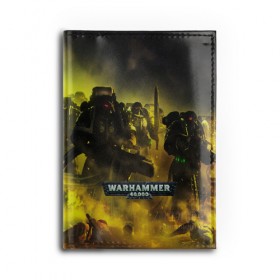 Обложка для автодокументов с принтом WARHAMMER 40K в Курске, натуральная кожа |  размер 19,9*13 см; внутри 4 больших “конверта” для документов и один маленький отдел — туда идеально встанут права | Тематика изображения на принте: abaddon | armada | battlefleet gothic | black legion | warhammer 40k | абаддон | чёрный легион