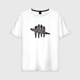 Женская футболка хлопок Oversize с принтом DEAD BY DAYLIGHT в Курске, 100% хлопок | свободный крой, круглый ворот, спущенный рукав, длина до линии бедер
 | dbd | dead by daylight | survival horror | дбд | мертвы к рассвету