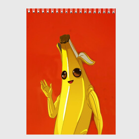 Скетчбук с принтом Banana в Курске, 100% бумага
 | 48 листов, плотность листов — 100 г/м2, плотность картонной обложки — 250 г/м2. Листы скреплены сверху удобной пружинной спиралью | epic | fortnite | банан | фортнайт | эпик
