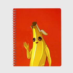 Тетрадь с принтом Banana в Курске, 100% бумага | 48 листов, плотность листов — 60 г/м2, плотность картонной обложки — 250 г/м2. Листы скреплены сбоку удобной пружинной спиралью. Уголки страниц и обложки скругленные. Цвет линий — светло-серый
 | epic | fortnite | банан | фортнайт | эпик