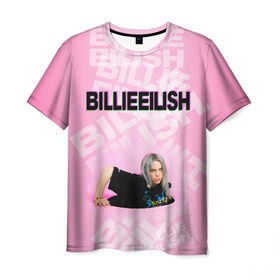 Мужская футболка 3D с принтом Billie Eilish в Курске, 100% полиэфир | прямой крой, круглый вырез горловины, длина до линии бедер | ayelish | bad guy | bellyache | bilie eilish | bilie elish | billie | billie eilish | eilish | electronic | elish | music | билли айлиш | эйлиш | элиш