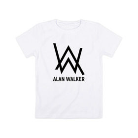 Детская футболка хлопок с принтом ALAN WALKER в Курске, 100% хлопок | круглый вырез горловины, полуприлегающий силуэт, длина до линии бедер | Тематика изображения на принте: 