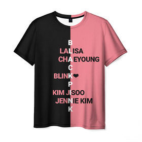 Мужская футболка 3D с принтом BLACKPINK в Курске, 100% полиэфир | прямой крой, круглый вырез горловины, длина до линии бедер | black | blackpink | bts | jennie | jisoo | k pop | kim | lalisa | lisa | manoban | park | pink | rose | young | бтс | дженни | джису | ён | ким | лалиса | лиса | манобан | пак | розэ | че