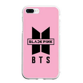 Чехол для iPhone 7Plus/8 Plus матовый с принтом BTS and BLACKPINK в Курске, Силикон | Область печати: задняя сторона чехла, без боковых панелей | bangtan boys | black | blackpink | bt21 | bts | k pop | pink | rose | блек пинк | блекпинк | блэк пинк | блэкпинк | бтс