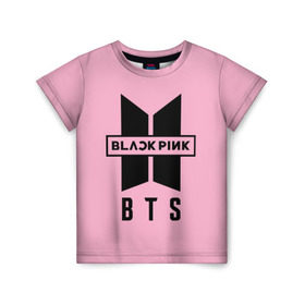 Детская футболка 3D с принтом BTS and BLACKPINK в Курске, 100% гипоаллергенный полиэфир | прямой крой, круглый вырез горловины, длина до линии бедер, чуть спущенное плечо, ткань немного тянется | bangtan boys | black | blackpink | bt21 | bts | k pop | pink | rose | блек пинк | блекпинк | блэк пинк | блэкпинк | бтс