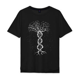 Мужская футболка хлопок Oversize с принтом Днк Дерево в Курске, 100% хлопок | свободный крой, круглый ворот, “спинка” длиннее передней части | biology | dna | geek | scince | tree | абстракция | биолог | биология | гик | дерево | днк | лаборатория | наука | ученые | ученый