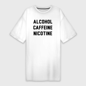 Платье-футболка хлопок с принтом Бесстыжие в Курске,  |  | alcohol | caffeine | nicotine | бесстыдники | бесстыжие | кофеин | никотин | сериал бесстыжие | фиона | фиона бесстыжие