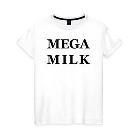 Женская футболка хлопок с принтом mega milk в Курске, 100% хлопок | прямой крой, круглый вырез горловины, длина до линии бедер, слегка спущенное плечо | ahegao | anime | mega milk | mega milk манга
