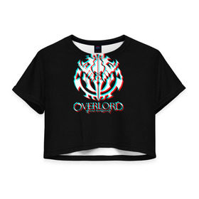 Женская футболка Cropp-top с принтом Overlord (Glitch). в Курске, 100% полиэстер | круглая горловина, длина футболки до линии талии, рукава с отворотами | glitch | overlord | аниме | глитч | лого | логотип | оверлорд | сериал