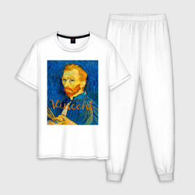 Мужская пижама хлопок с принтом Ван гог в Курске, 100% хлопок | брюки и футболка прямого кроя, без карманов, на брюках мягкая резинка на поясе и по низу штанин
 | van gogh | искусство | картины