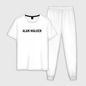 Мужская пижама хлопок с принтом ALAN WALKER(+НА СПИНЕ) в Курске, 100% хлопок | брюки и футболка прямого кроя, без карманов, на брюках мягкая резинка на поясе и по низу штанин
 | Тематика изображения на принте: alan walker | dj | dj walkzz | faded | music | алан уокер | диджей | дип хаус | клубная | клубняк | музыка | электро хаус