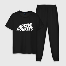 Мужская пижама хлопок с принтом AM в Курске, 100% хлопок | брюки и футболка прямого кроя, без карманов, на брюках мягкая резинка на поясе и по низу штанин
 | alex turner | arctic monkeys | алекс тёрнер | арктик монкейс | арктические обезьяны