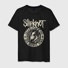 Мужская футболка хлопок с принтом Slipknot в Курске, 100% хлопок | прямой крой, круглый вырез горловины, длина до линии бедер, слегка спущенное плечо. | slipknot | we are not your kind | альтернативный метал | грув метал | метал | музыка | ню метал | слипнот