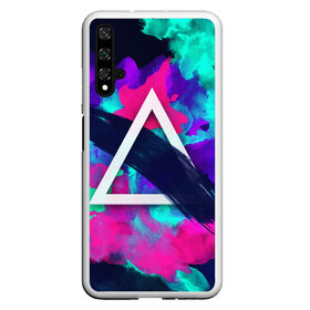 Чехол для Honor 20 с принтом COLOR TRIANGLE в Курске, Силикон | Область печати: задняя сторона чехла, без боковых панелей | bright | colorful | cool | disco | music | music lover | retro | speaker | tape recorder | technique | vintage | винтаж | динамик | диско | магнитофон | меломан | музыка | неон | разноцветный | ретро | техника