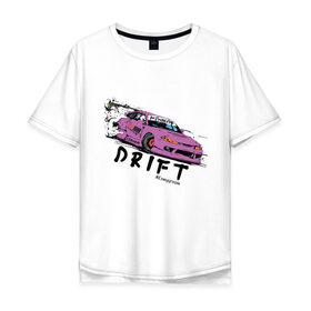 Мужская футболка хлопок Oversize с принтом Silvia Drift в Курске, 100% хлопок | свободный крой, круглый ворот, “спинка” длиннее передней части | drift | jdm | nissan | s14 | silvia | дрифт