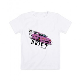 Детская футболка хлопок с принтом Silvia Drift в Курске, 100% хлопок | круглый вырез горловины, полуприлегающий силуэт, длина до линии бедер | drift | jdm | nissan | s14 | silvia | дрифт
