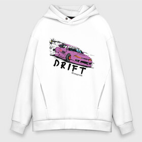 Мужское худи Oversize хлопок с принтом Silvia Drift в Курске, френч-терри — 70% хлопок, 30% полиэстер. Мягкий теплый начес внутри —100% хлопок | боковые карманы, эластичные манжеты и нижняя кромка, капюшон на магнитной кнопке | drift | jdm | nissan | s14 | silvia | дрифт