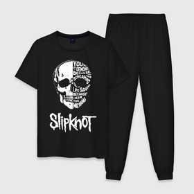 Мужская пижама хлопок с принтом Slipknot в Курске, 100% хлопок | брюки и футболка прямого кроя, без карманов, на брюках мягкая резинка на поясе и по низу штанин
 | slipknot | we are not your kind | альтернативный метал | грув метал | метал | музыка | ню метал | слипнот