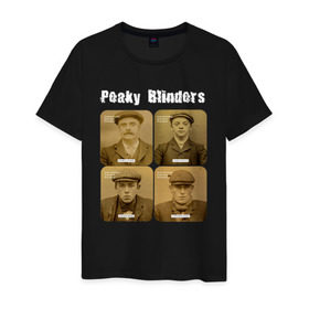 Мужская футболка хлопок с принтом Peaky Blinders в Курске, 100% хлопок | прямой крой, круглый вырез горловины, длина до линии бедер, слегка спущенное плечо. | peaky blinders | острые козырьки | сериал