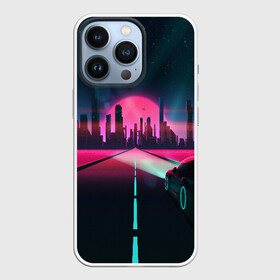 Чехол для iPhone 13 Pro с принтом НЕОНОВЫЙ ГОРОД в Курске,  |  | bright | colorful | cool | disco | music | music lover | retro | speaker | tape recorder | technique | vintage | винтаж | динамик | диско | магнитофон | меломан | музыка | неон | разноцветный | ретро | техника