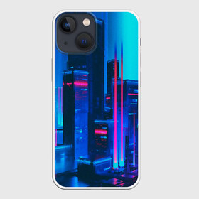 Чехол для iPhone 13 mini с принтом НОЧНОЙ ГОРОД в Курске,  |  | bright | colorful | cool | disco | music | music lover | retro | speaker | tape recorder | technique | vintage | винтаж | динамик | диско | магнитофон | меломан | музыка | неон | разноцветный | ретро | техника