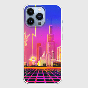 Чехол для iPhone 13 Pro с принтом КИБЕР ГОРОД в Курске,  |  | bright | colorful | cool | disco | music | music lover | retro | speaker | tape recorder | technique | vintage | винтаж | динамик | диско | магнитофон | меломан | музыка | неон | разноцветный | ретро | техника