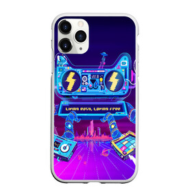 Чехол для iPhone 11 Pro Max матовый с принтом RETRO ROBOT CAT в Курске, Силикон |  | bright | colorful | cool | disco | music | music lover | retro | speaker | tape recorder | technique | vintage | винтаж | динамик | диско | магнитофон | меломан | музыка | неон | разноцветный | ретро | техника