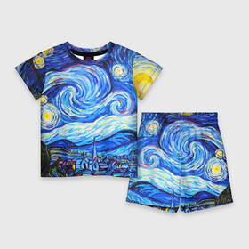 Детский костюм с шортами 3D с принтом ВАНГОГ в Курске,  |  | art | impressionism | night | painting | planets | sky | stars | style | van gogh | waves | ван гог | вихрь | волны | живопись | звезды | импрессионизм | искусство | краски | небо | ночь | рисунок | стиль