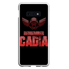 Чехол для Samsung S10E с принтом Remember Cadia в Курске, Силикон | Область печати: задняя сторона чехла, без боковых панелей | Тематика изображения на принте: 40000 | 40k | chaos | dawn of war | fantasy | imperium | marines | orks | soulstorm | space | вархаммер | ваха | дов | ересь хоруса | император | империум | орки | примархи | хаос