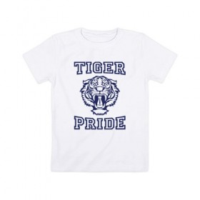 Детская футболка хлопок с принтом Tiger pride в Курске, 100% хлопок | круглый вырез горловины, полуприлегающий силуэт, длина до линии бедер | Тематика изображения на принте: 13 reasons why | 13 причин почему | netflix | алекс | брайс уокер | джастин фоули | джессика дэвис | зак | клэй дженсен | нетфликс | тайлер доун | тони падилья | ханна бейкер