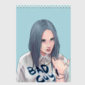 Скетчбук с принтом Billie Eilish в Курске, 100% бумага
 | 48 листов, плотность листов — 100 г/м2, плотность картонной обложки — 250 г/м2. Листы скреплены сверху удобной пружинной спиралью | bad guy | billie eilish | билли айлиш | эйлиш